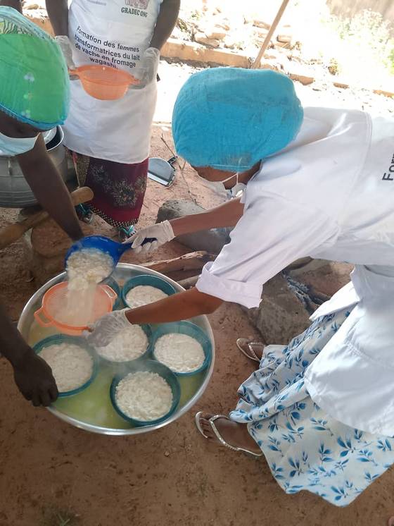 Femmes en formation à la fabrication du fromage Wagashi